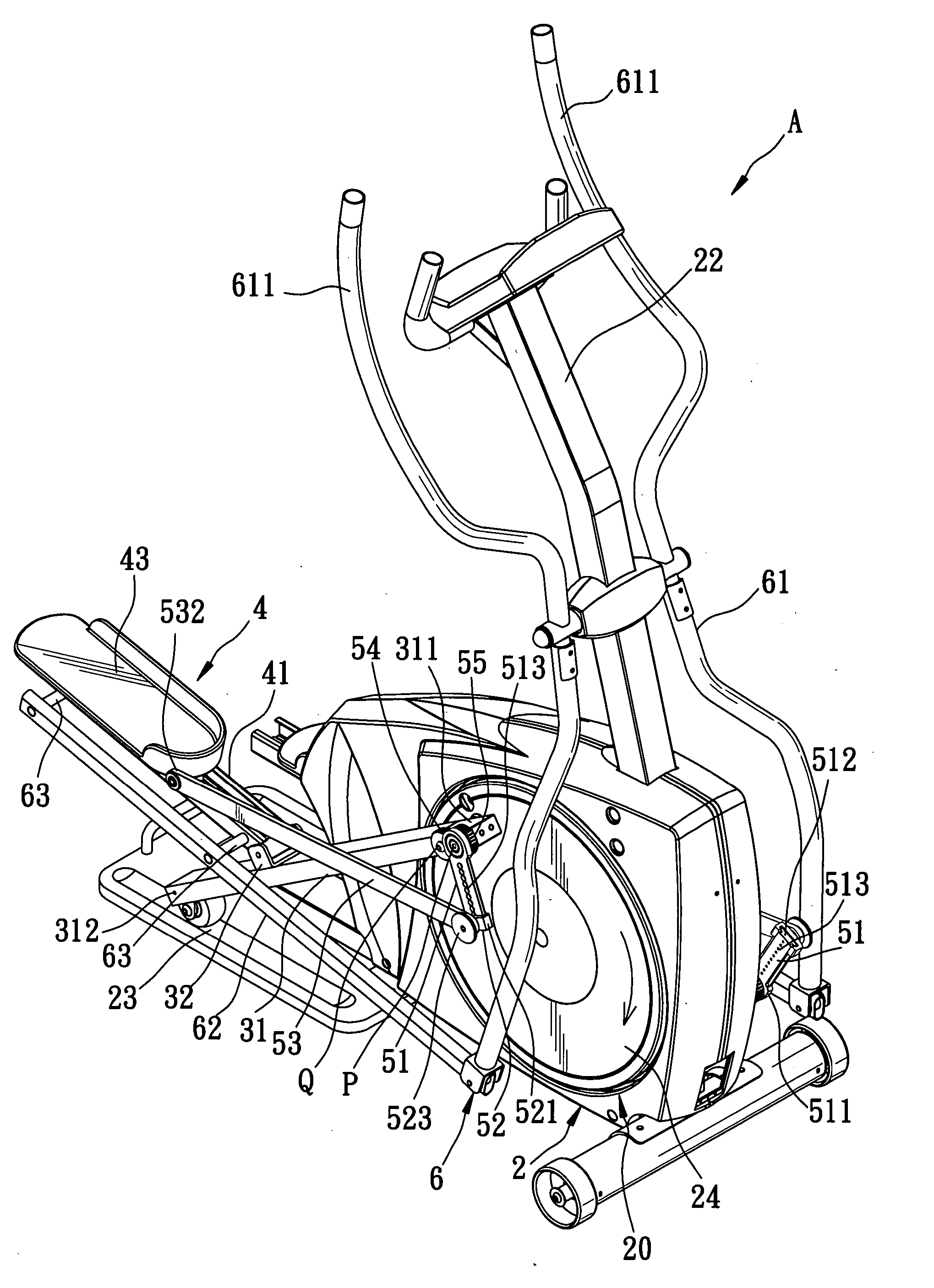 Elliptical exercise machine with adjustable elliptical path