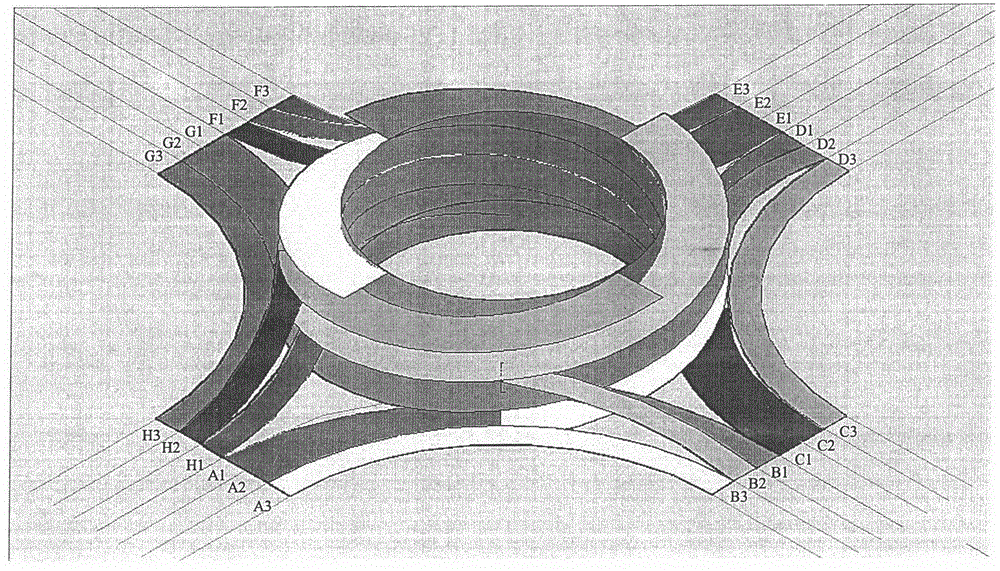 Overlapped spiral lane diversion and parking comprehensive system