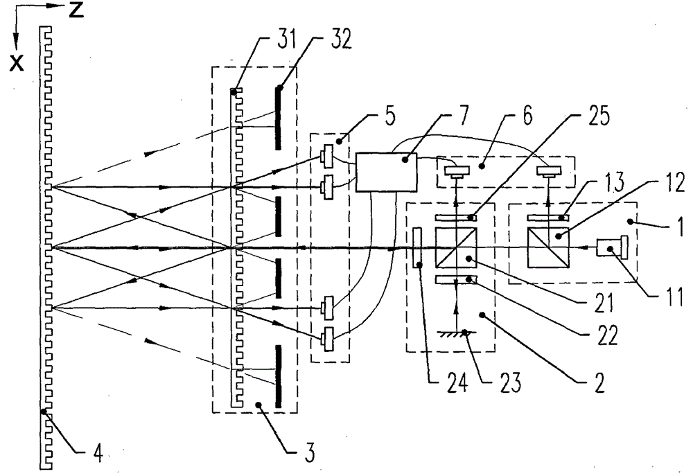 A two-dimensional displacement measurement device using a dual-frequency laser and a diffraction grating