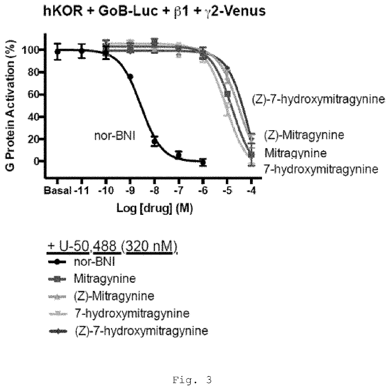 Mitragynine alkaloids as opioid receptor modulators