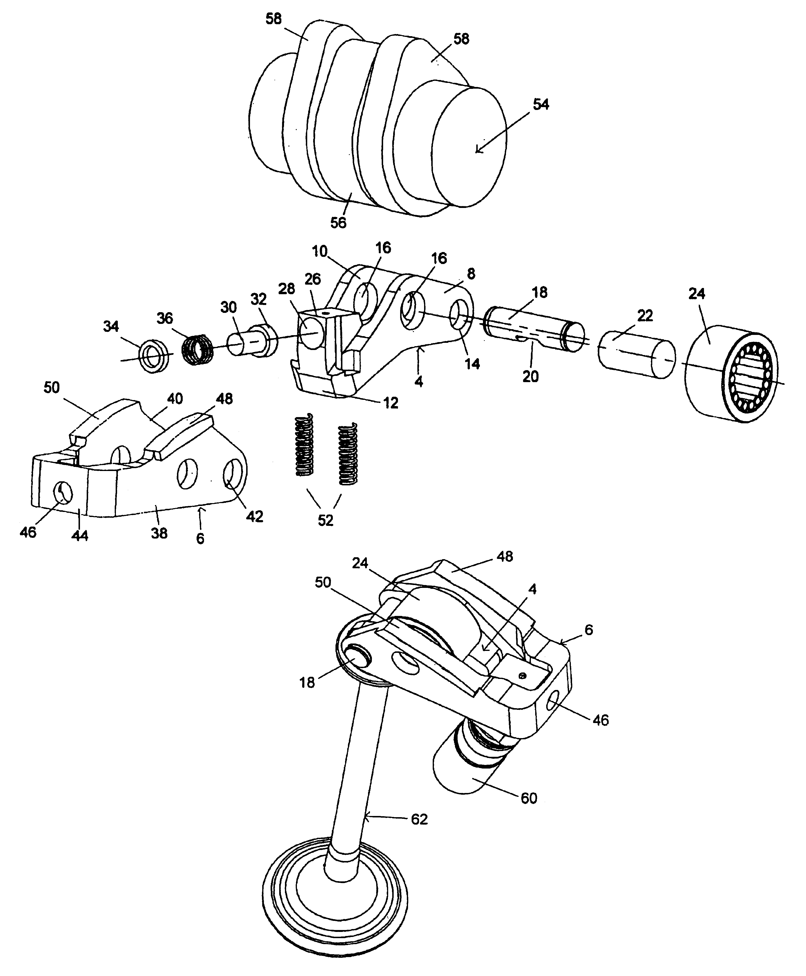 Apparatus for the adjustment of the stroke of a valve actuated by a camshaft