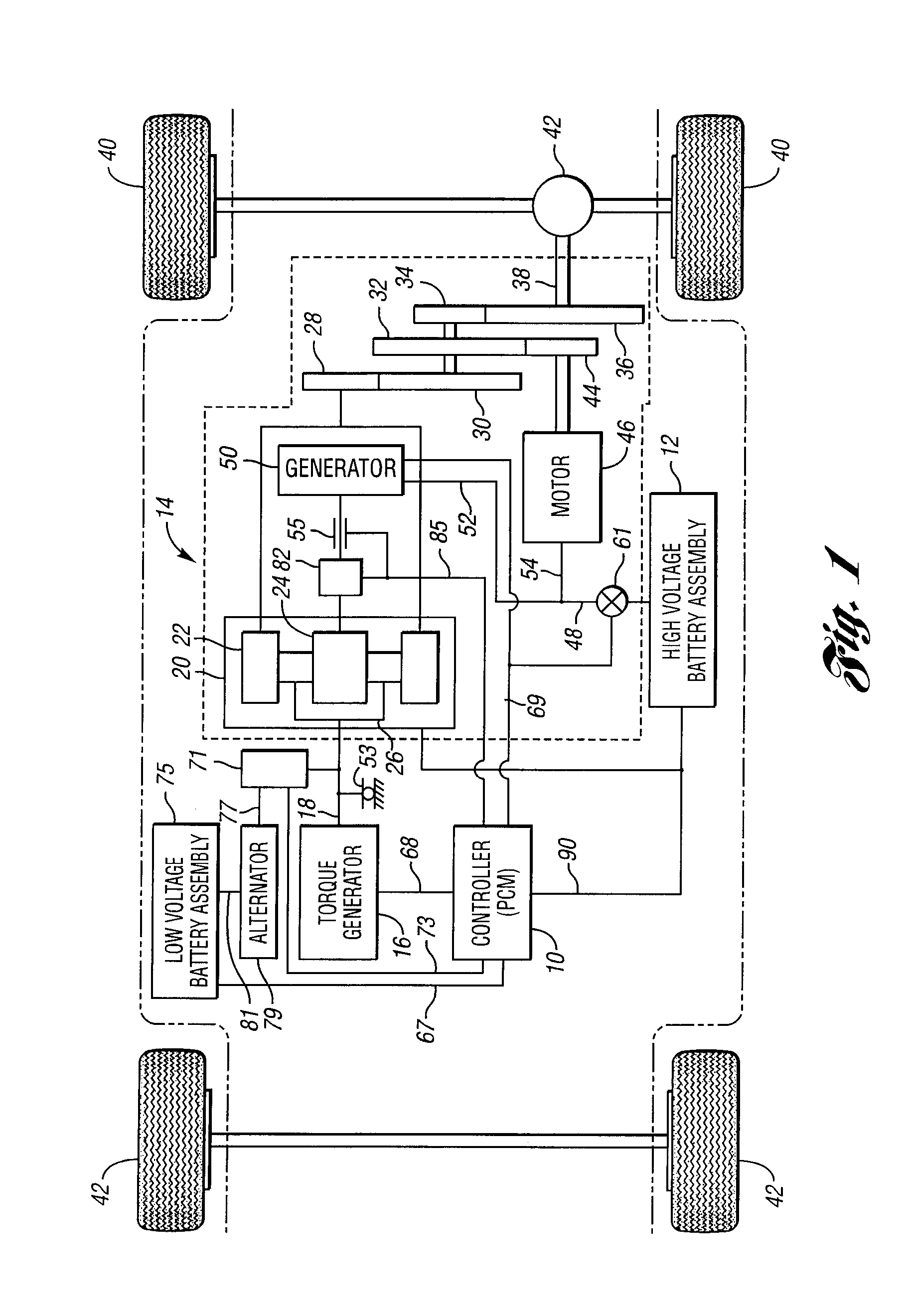 Hybrid electric vehicle powertrain with an alternate operating mode without a high voltage system