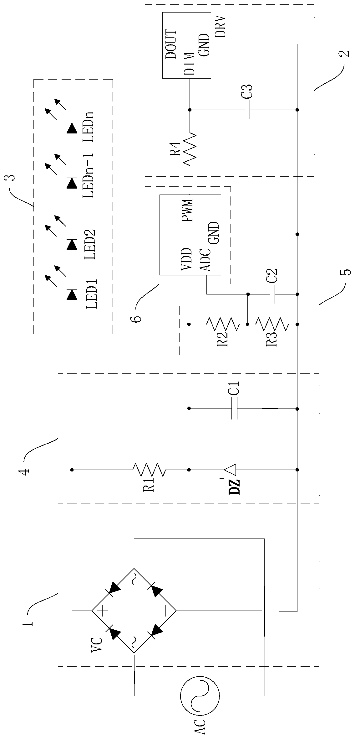 Power compensation circuit of LED lamp