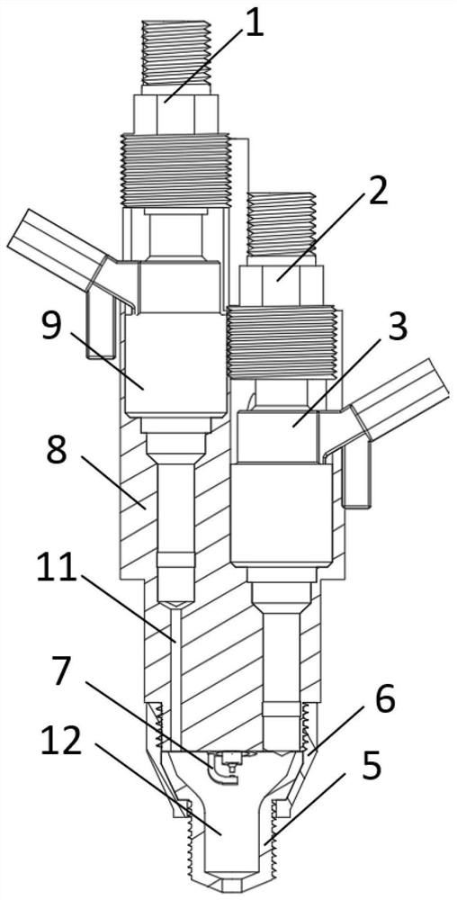 Dual-injection turbulent jet ignition pre-chamber device for spark ignition engine