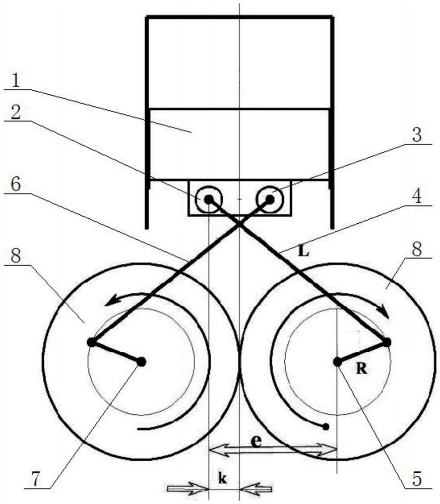 Intersecting connecting rod and double crankshaft power transmission ...