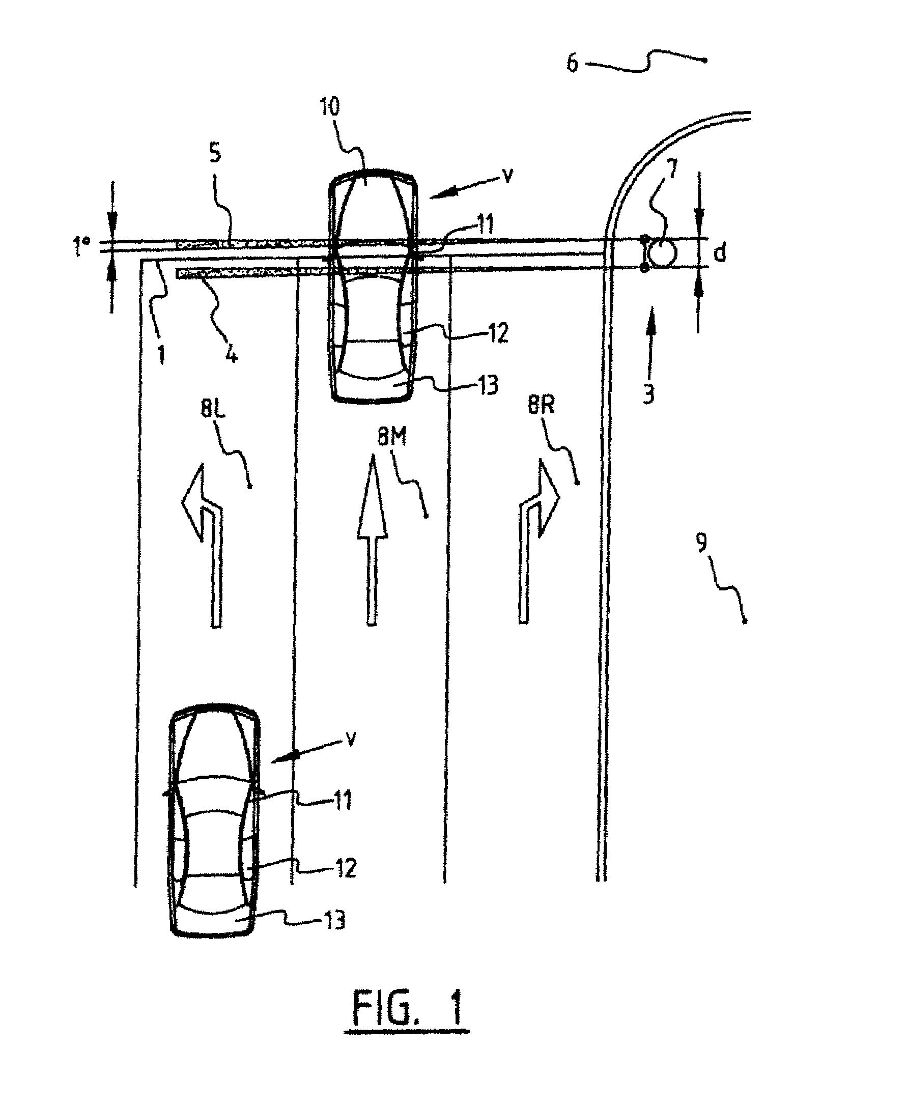 Method and system for detecting with laser the passage by a vehicle of a point for monitoring on a road