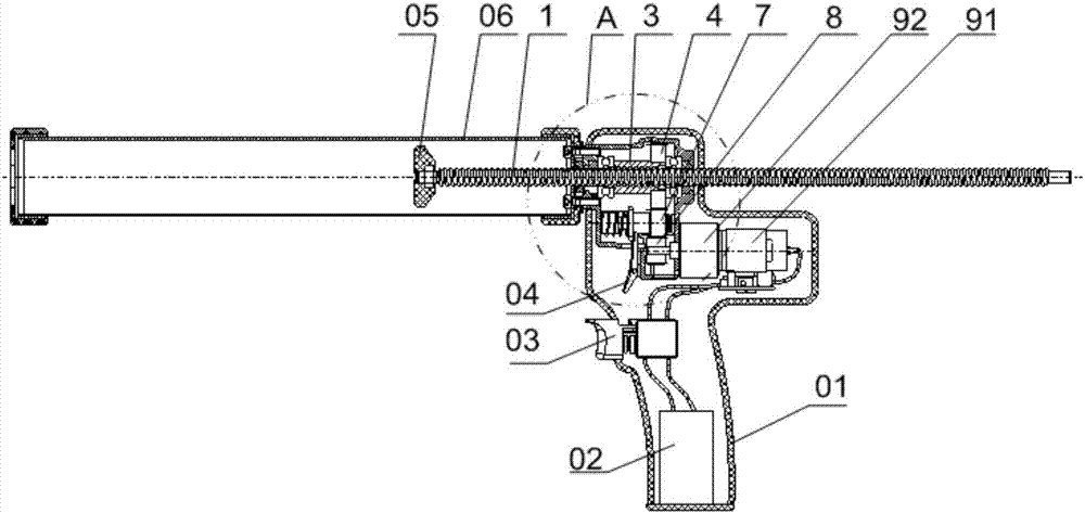 Rubber gun and driving device thereof