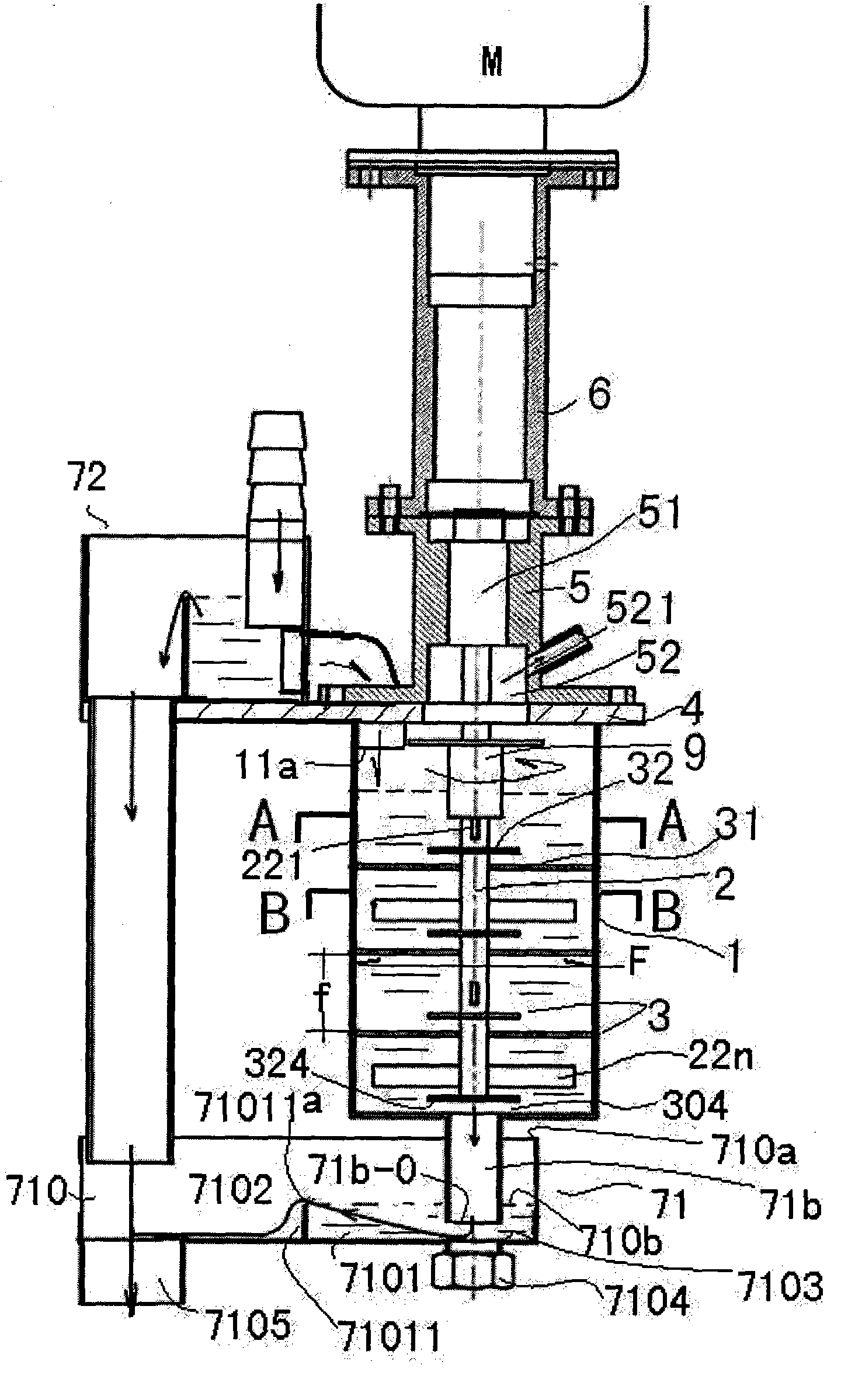 Degasser and tank body and stirring body thereof