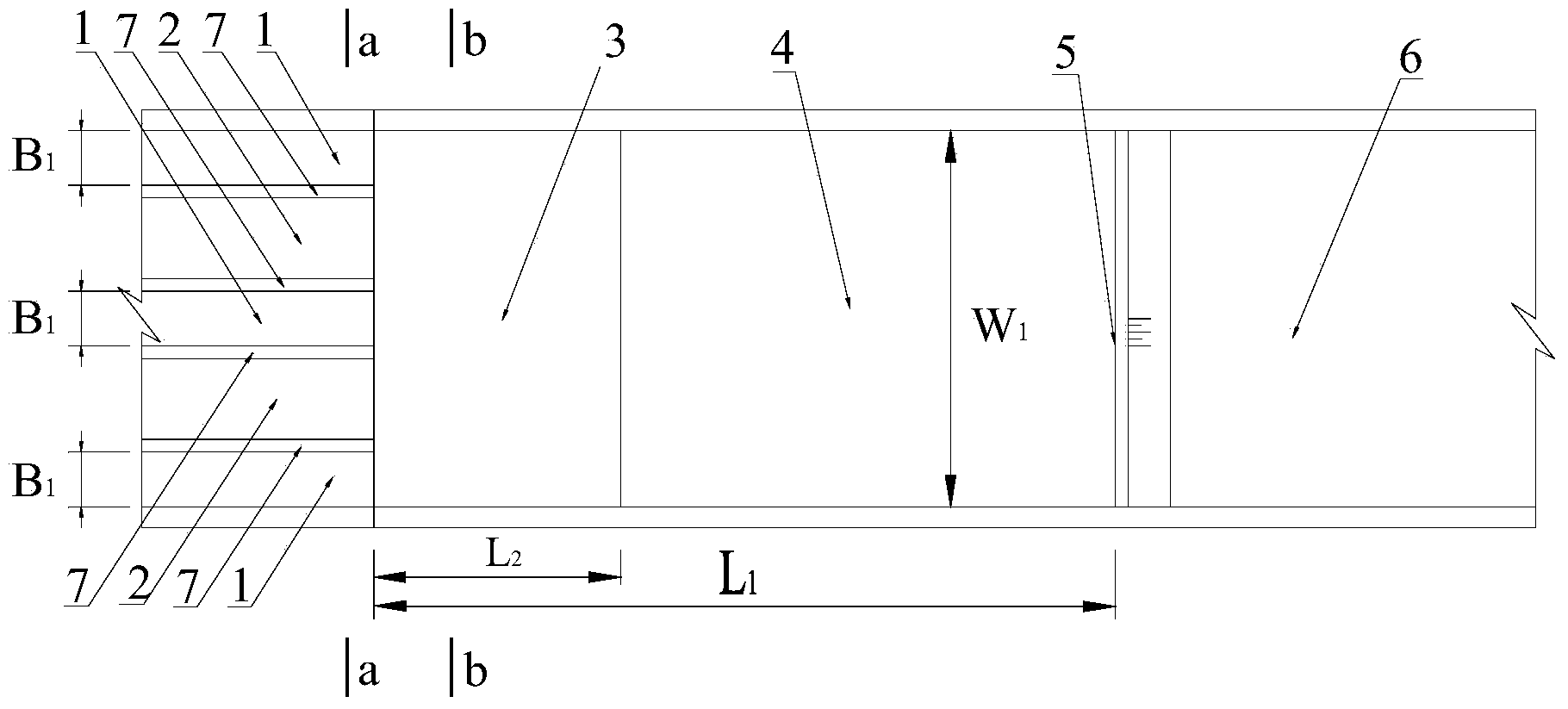 High-low ridge stilling pool achieving double-layer disperse energy dissipation