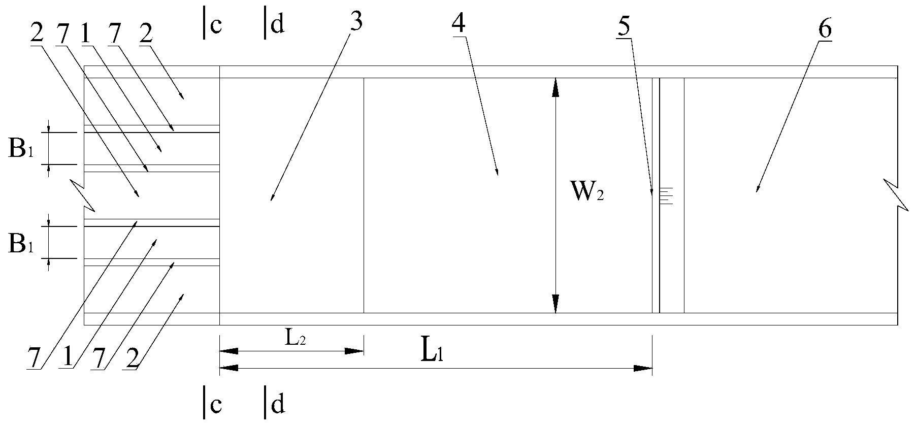 High-low ridge stilling pool achieving double-layer disperse energy dissipation