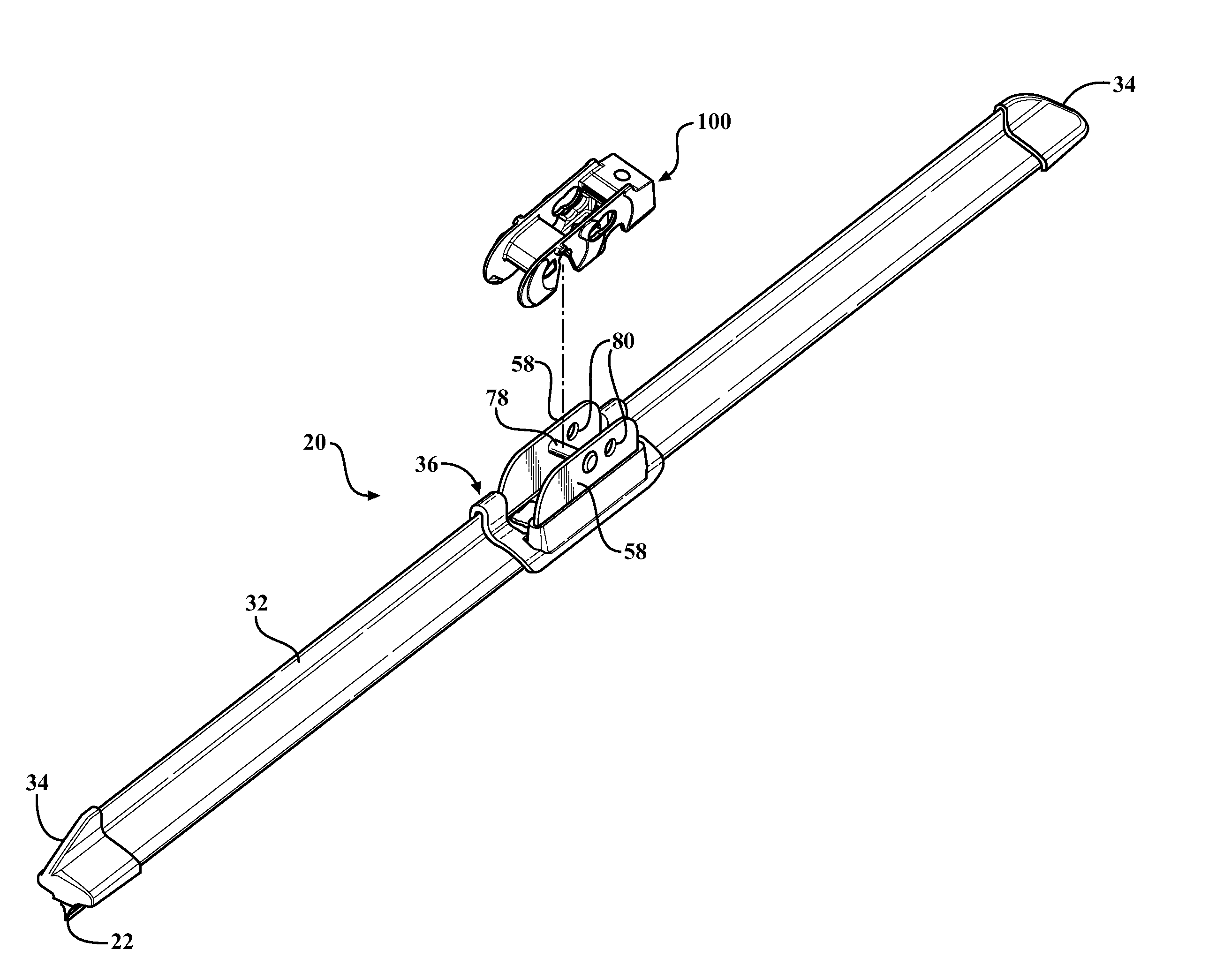 Multifunction wiper blade connector and assembly