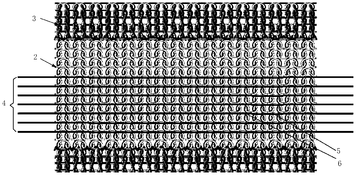 Weaving method suitable for weft-knitted fabric strain sensor