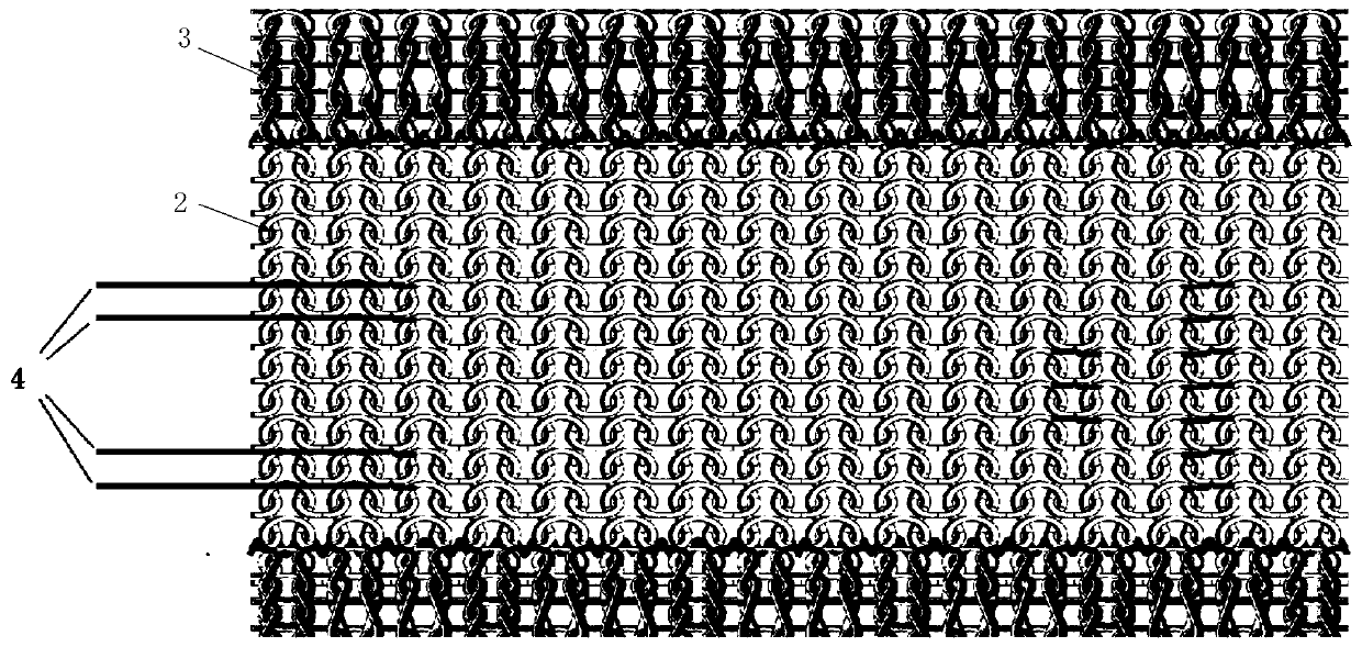 Weaving method suitable for weft-knitted fabric strain sensor