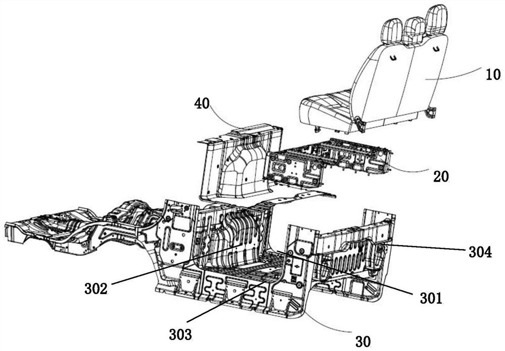 Rear seat device, commercial vehicle and machining method