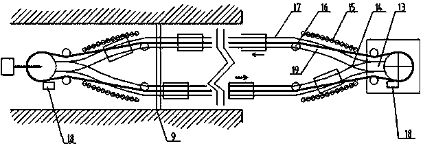 A continuous transport system for steel wire rope traction rail mine cars