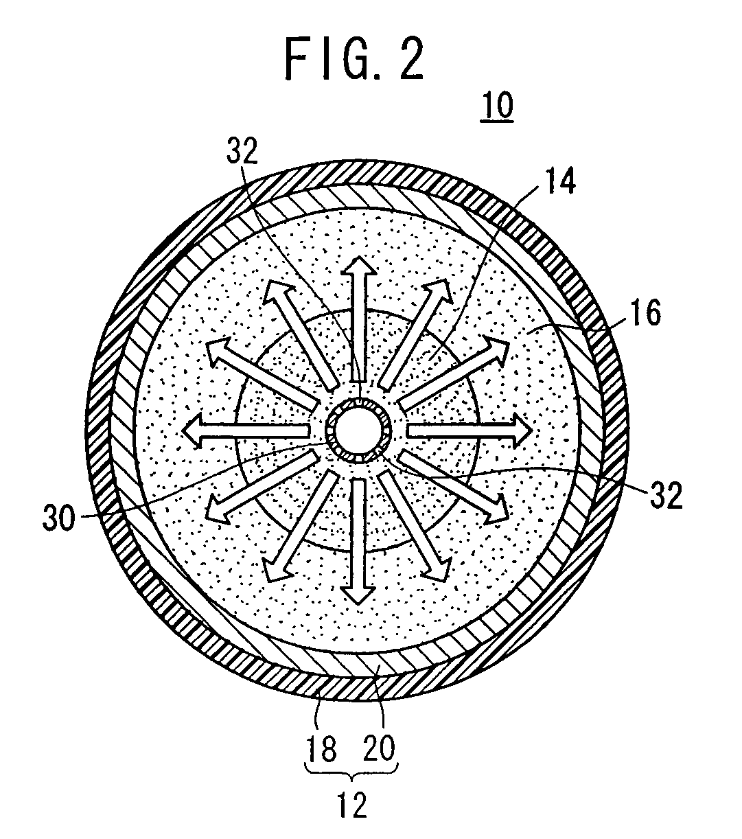 Gas storage container with gas absorbing or adsorbing material