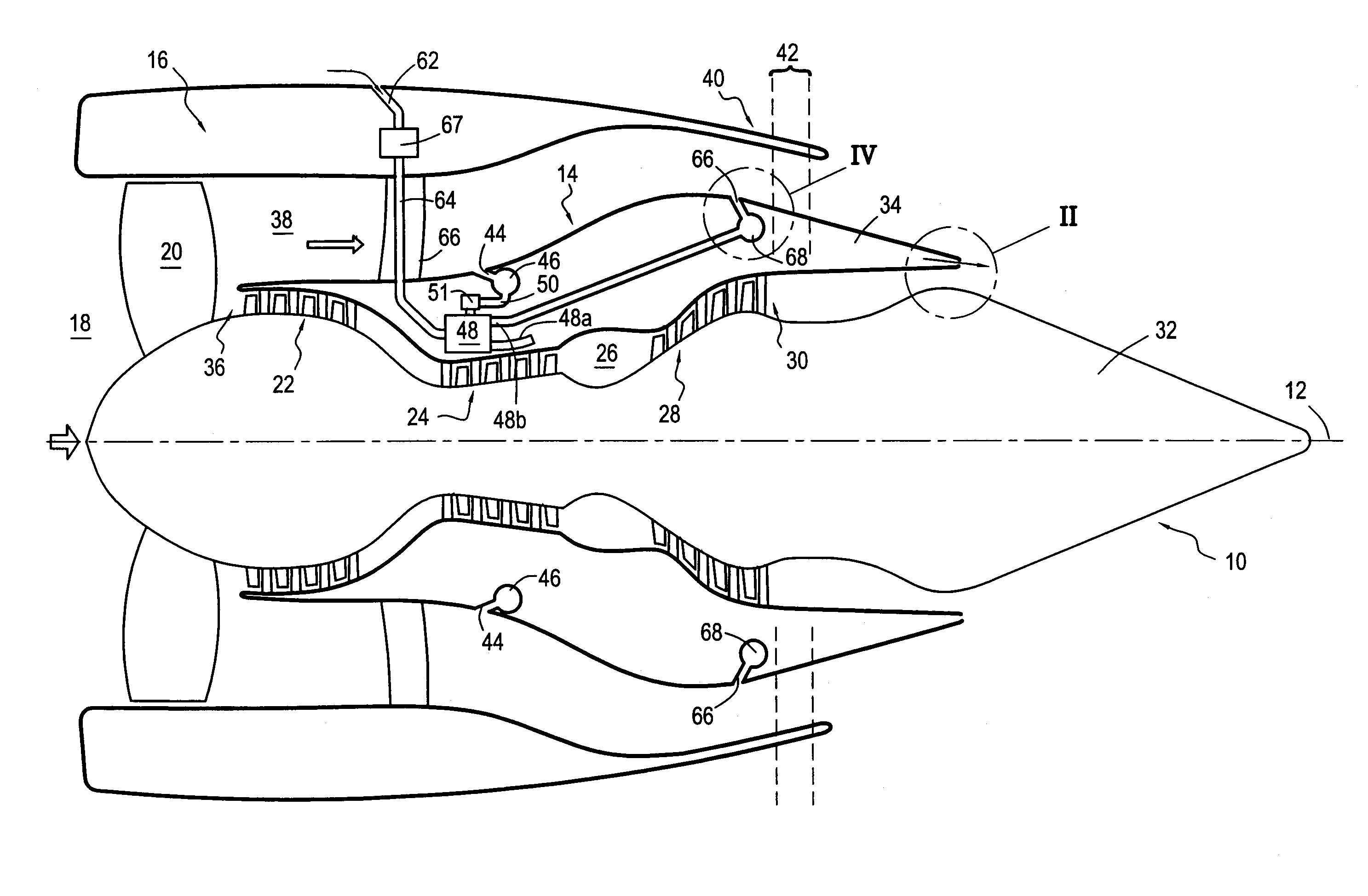 Bypass turbomachine with artificial variation of its throat section