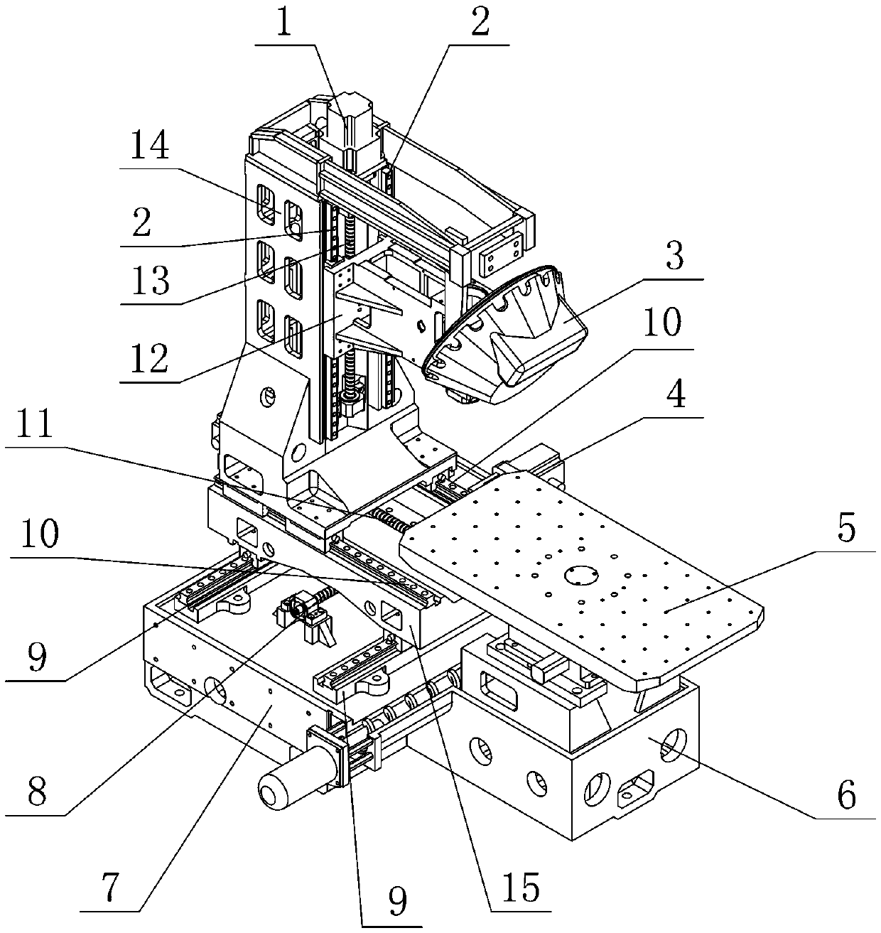 Dual-exchange table vertical machining center structure