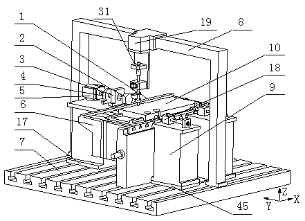 System for testing reliability of transverse working table of traverse-head contour shaping machine