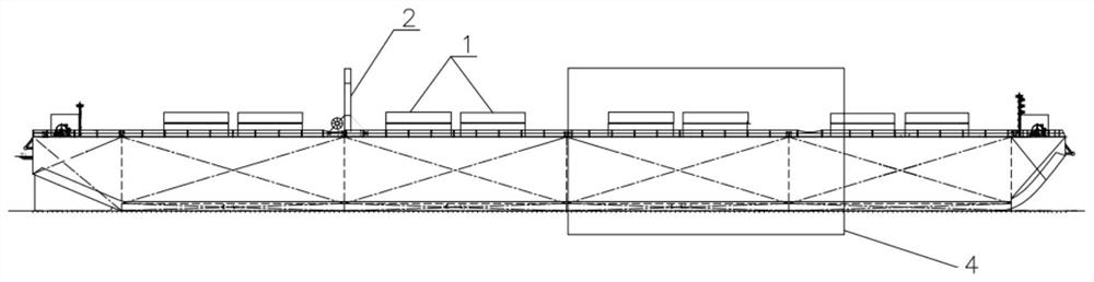 A modification method based on an unmanned cargo barge and a bottom-mounted full-slewing crane barge