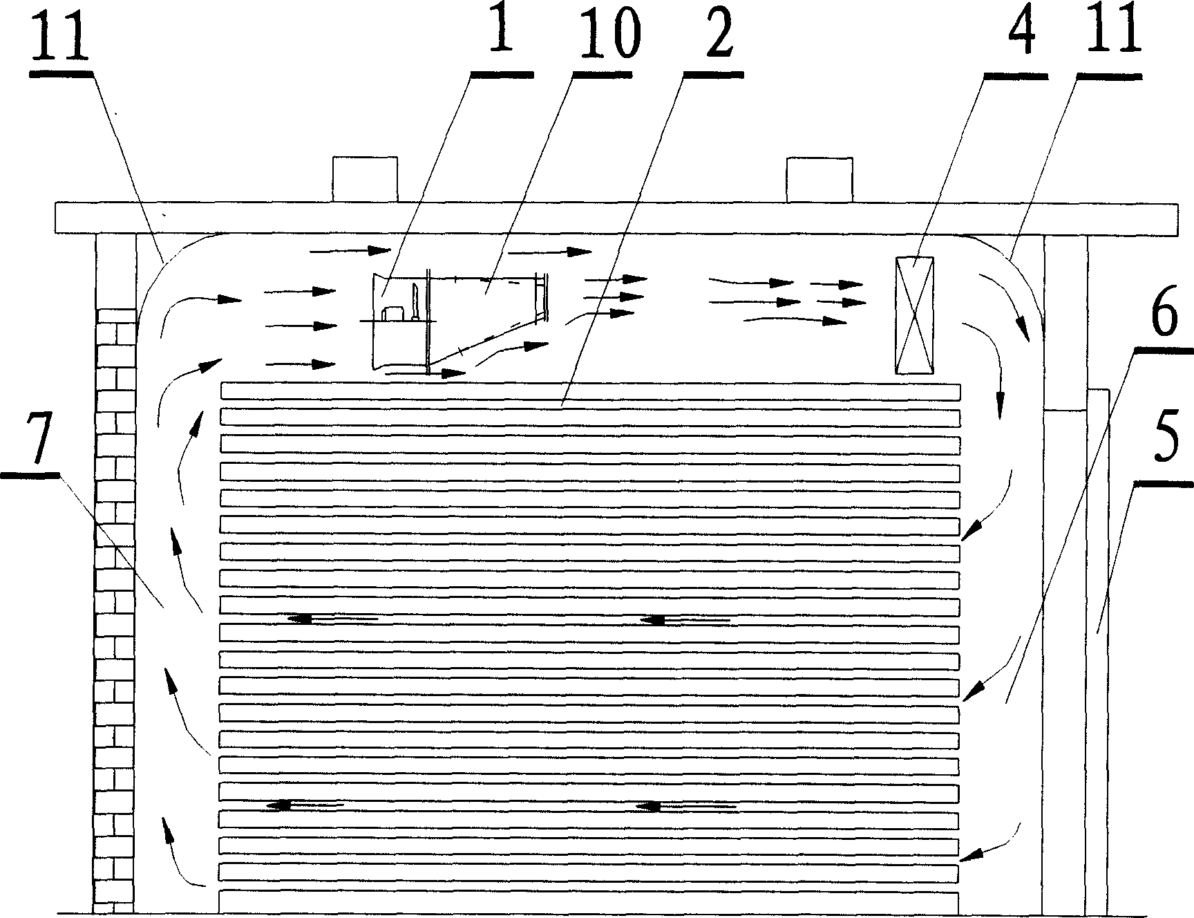 Controllable guided air supply system for drying houses