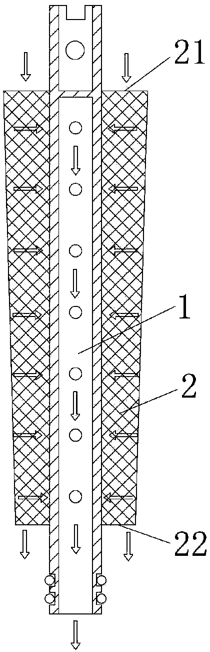 Reverse osmosis filter core and reverse osmosis filter core assembly