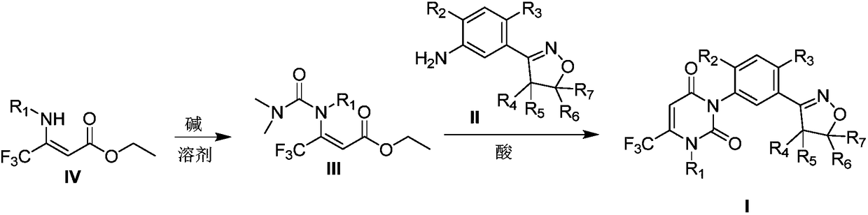 Preparation method for isoxazoline-containing uracil compound