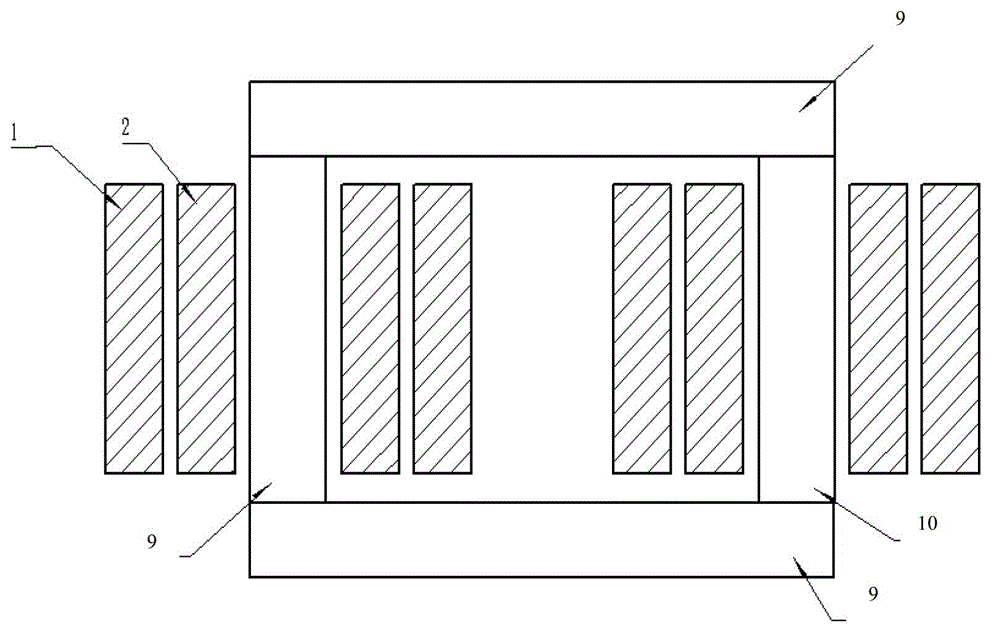 Concentric type axial four-division traction transformer and realization method thereof