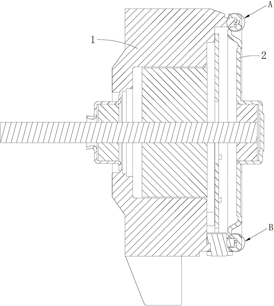 Plastic package stator and bearing end cap waterproof sealing structure and plastic package motor