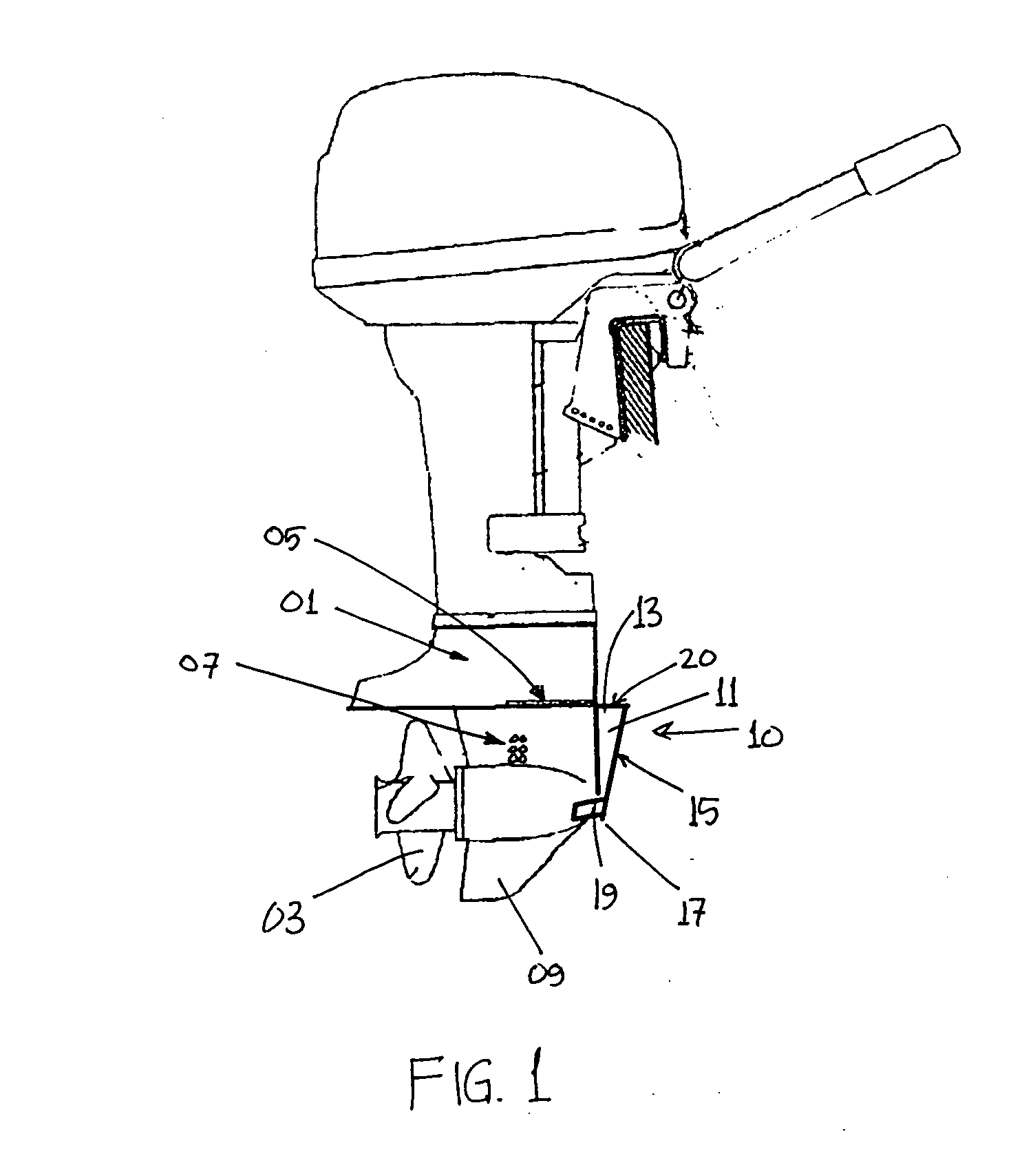 Weed deflector for an outboard motor water intake