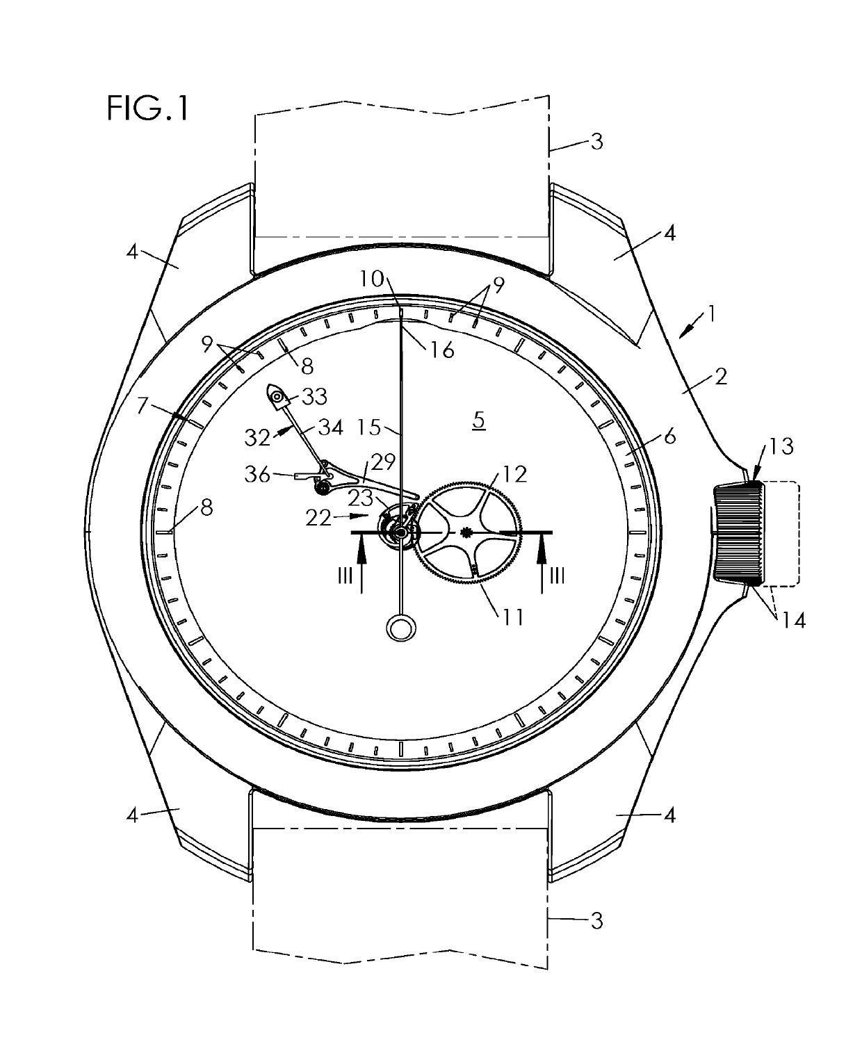 Timepiece mechanism for returning the seconds hand to zero with a snail cam