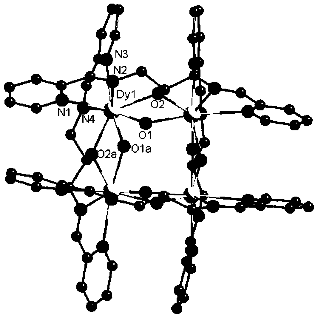 2-Pyridineformaldehyde acetal 1,3 diamino-2-propanol Schiff base tetranuclear dysprosium cluster and its synthesis method and application