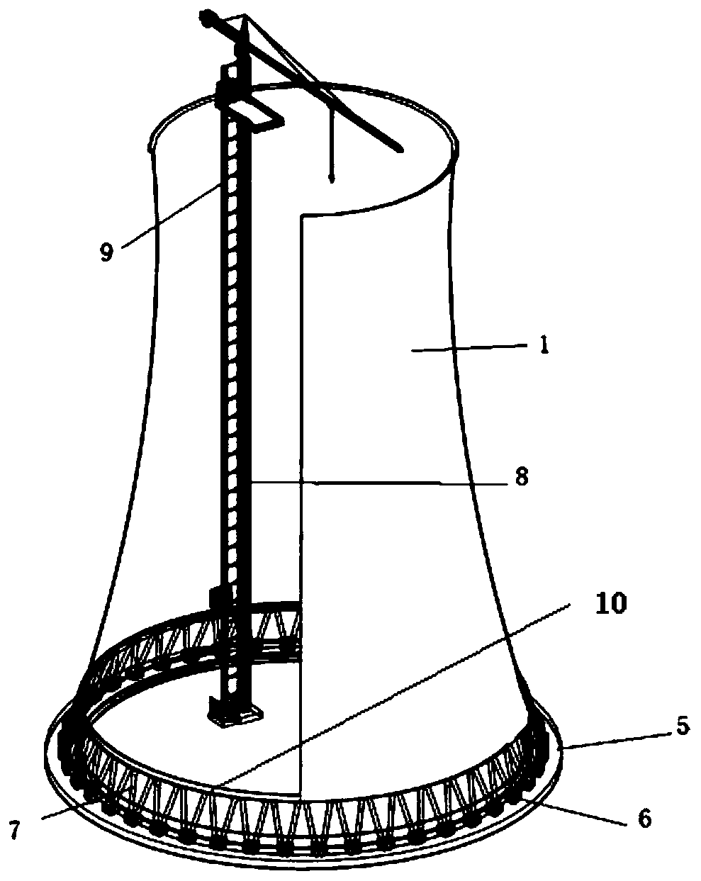 Large-diameter hyperbolic cooling tower cylinder wall construction method