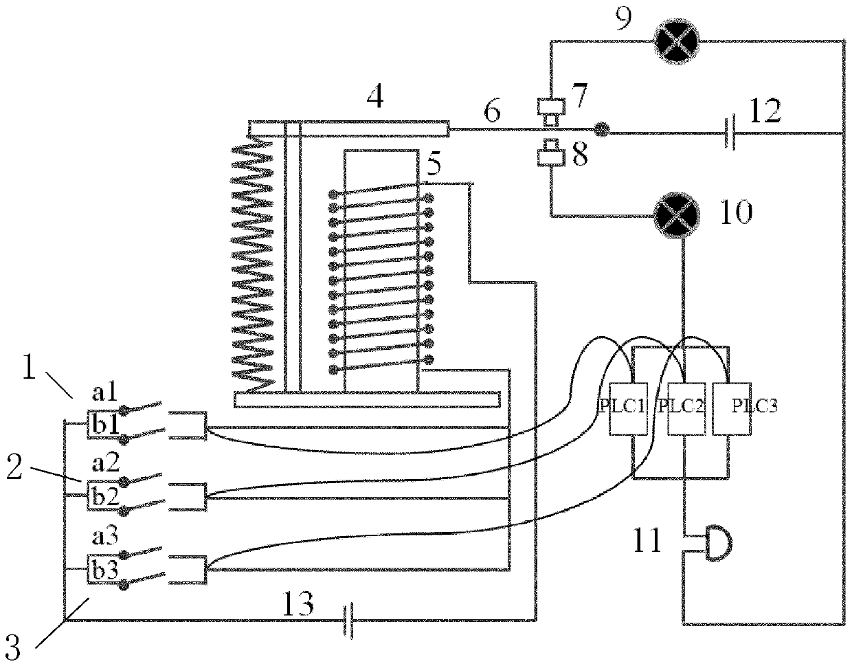 Internal pressure and temperature multi-point control automatic alarm system for steel pipe column expansion crack failure