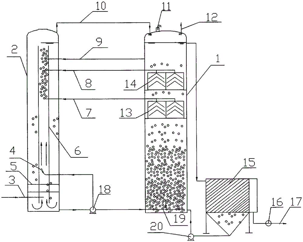 Double-tower type anaerobic reactor capable of controlling quality of output water