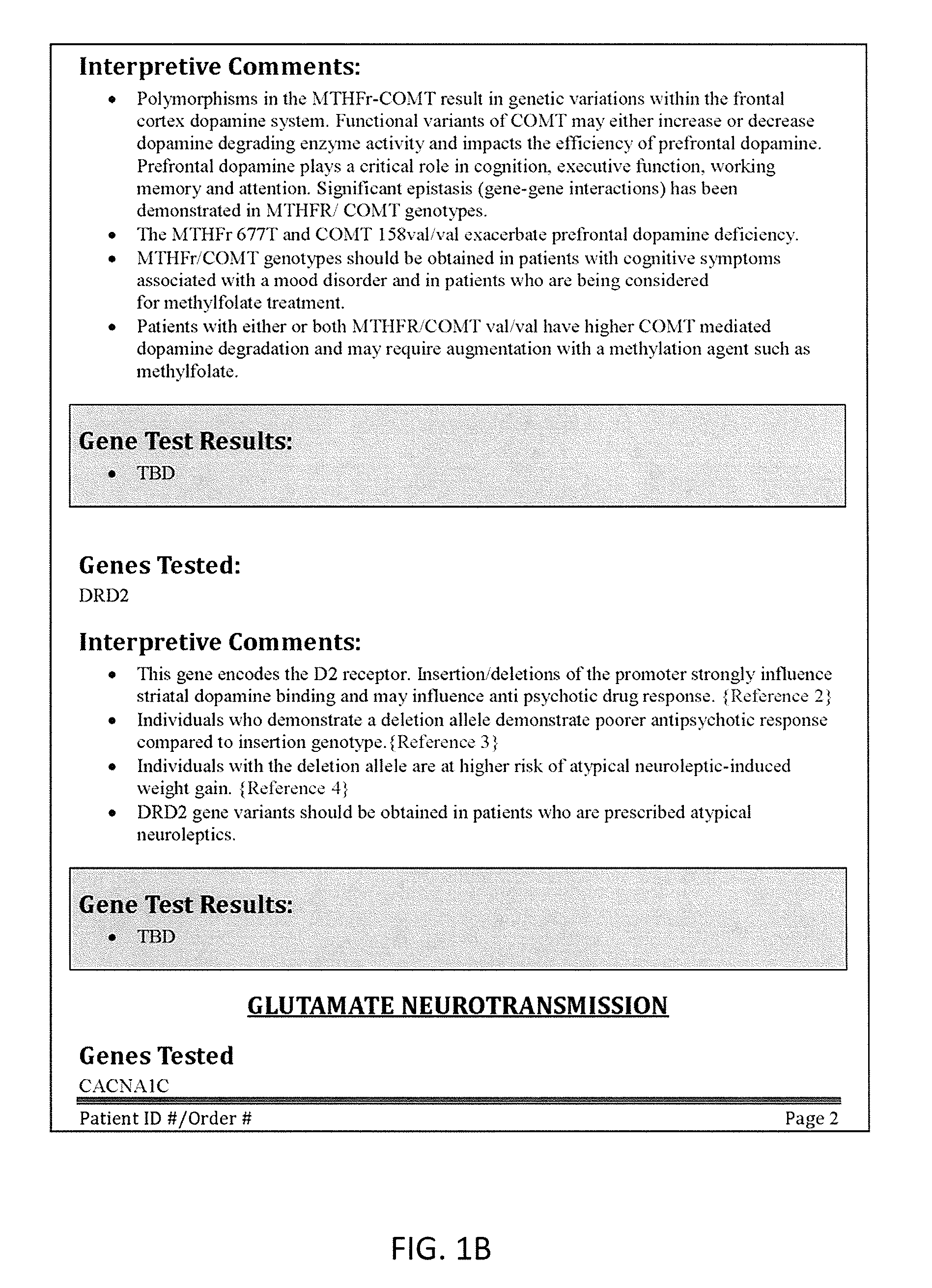 Neuropsychiatric test reports