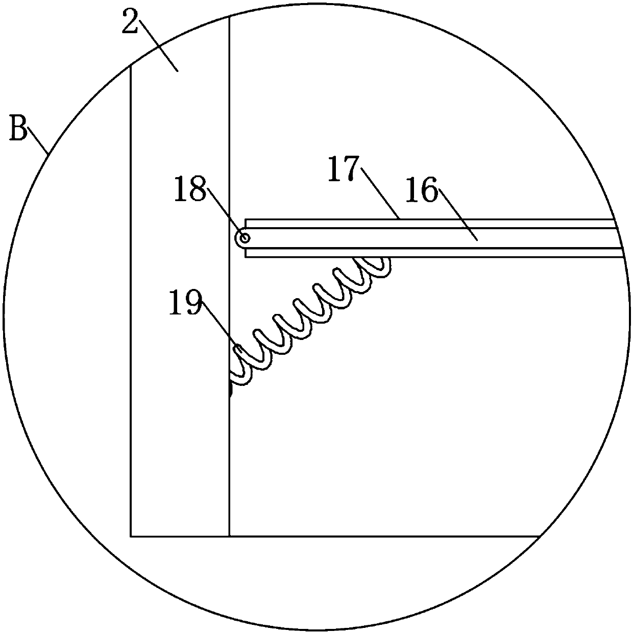 Discharging device for preventing clamping and for fastening buckles