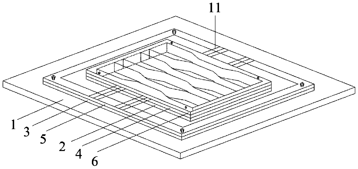 High-ductility cement-based material uniaxial stretching die, test piece manufacturing method thereof and test method thereof