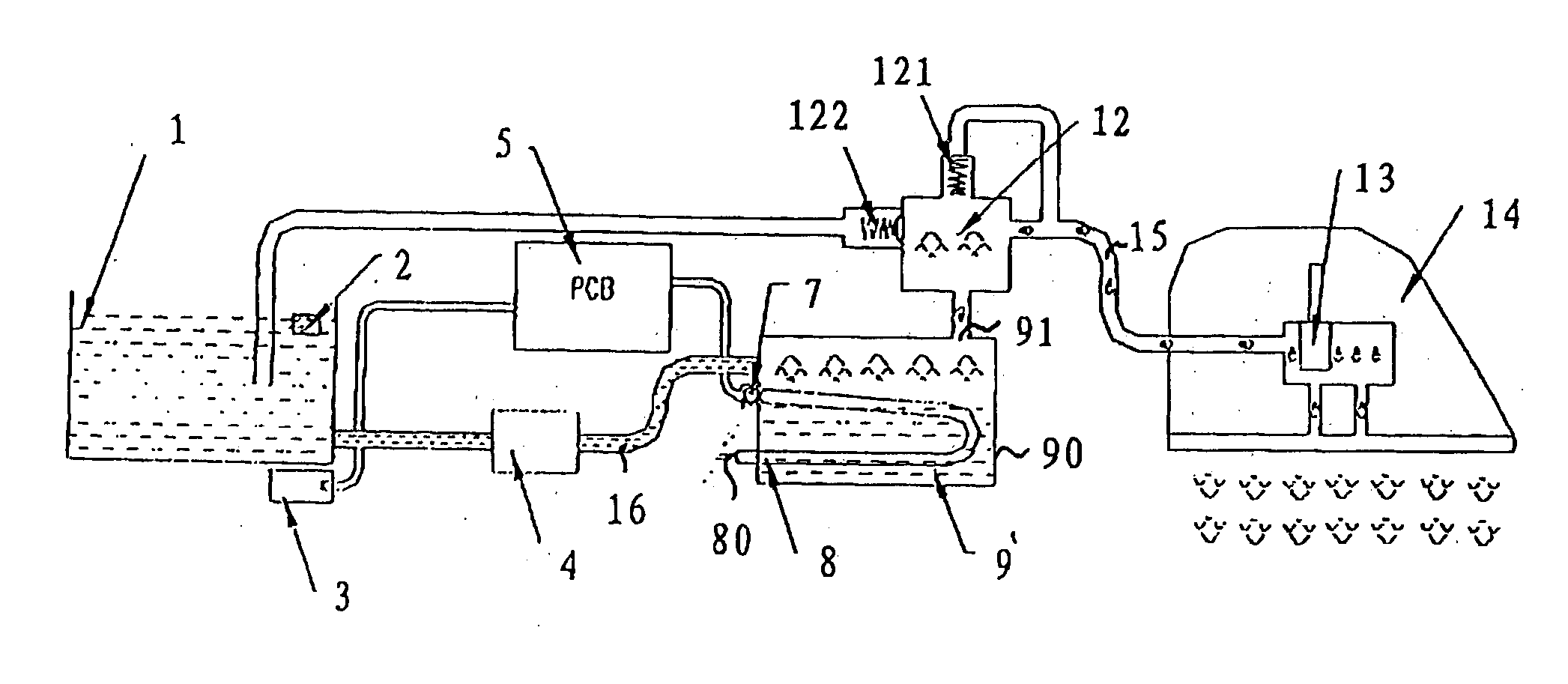 Steam generating device and iron using the steam generating device