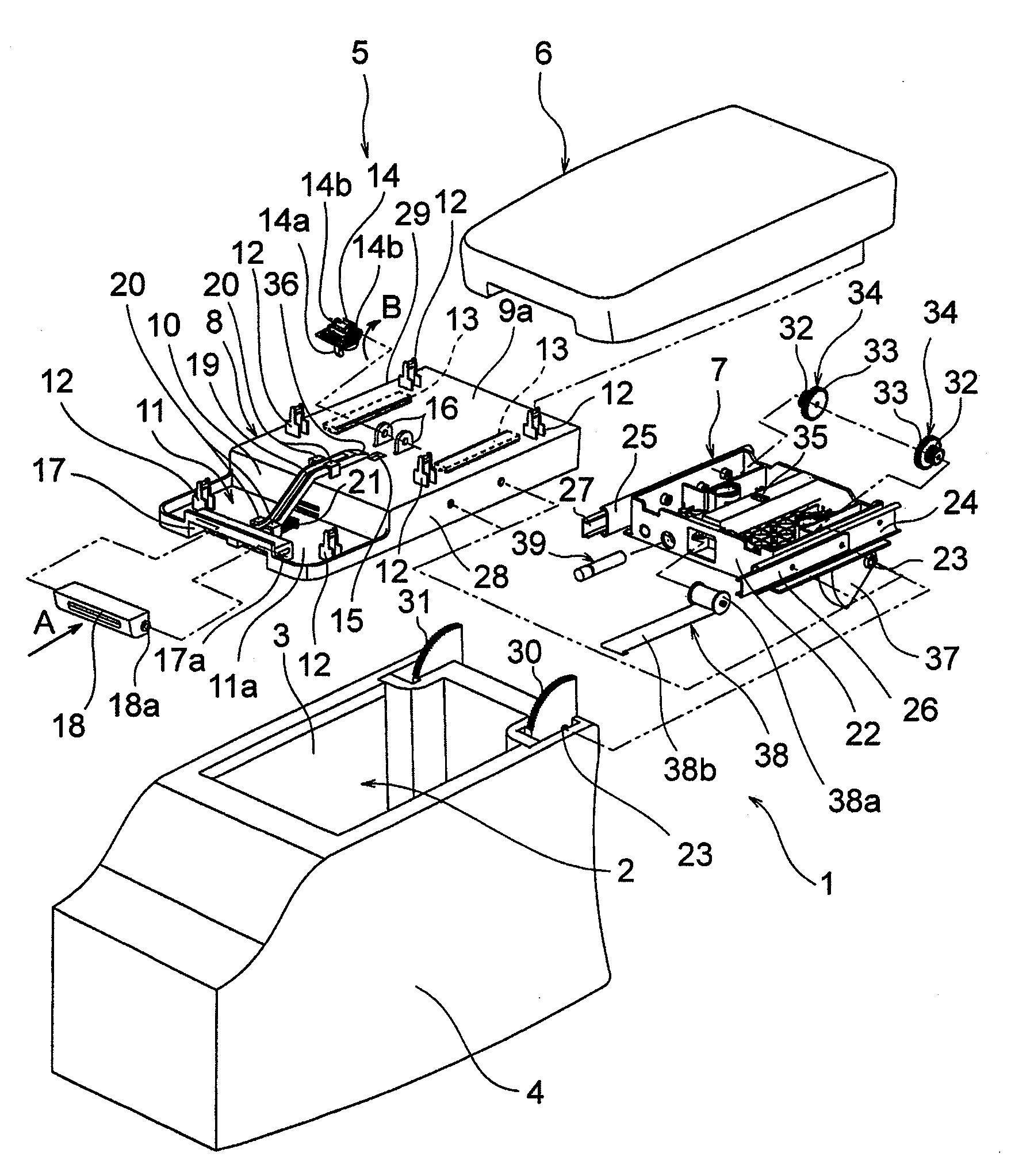 Hinge structure for a console box lid