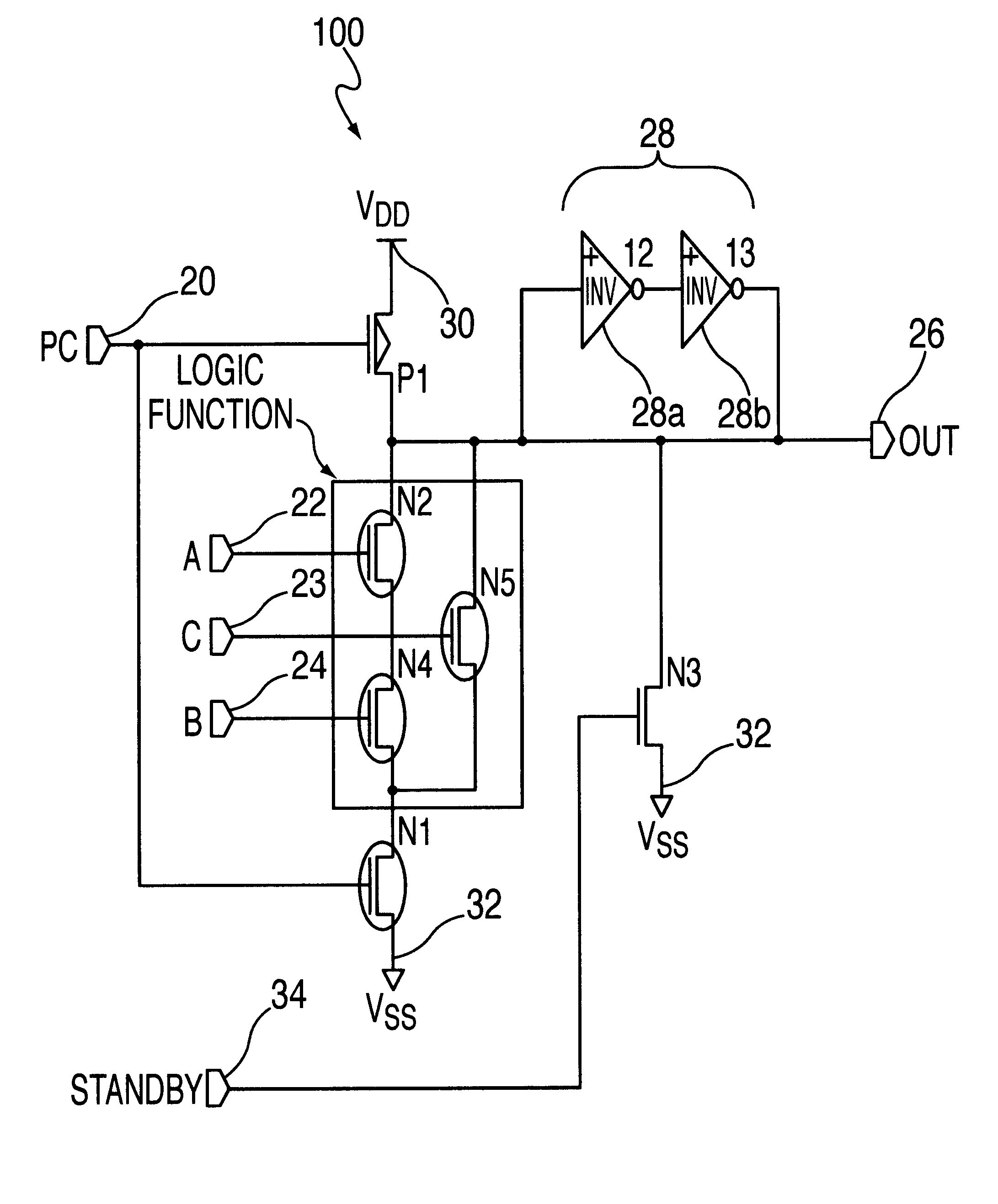 Method of reducing sub-threshold leakage in circuits during standby mode