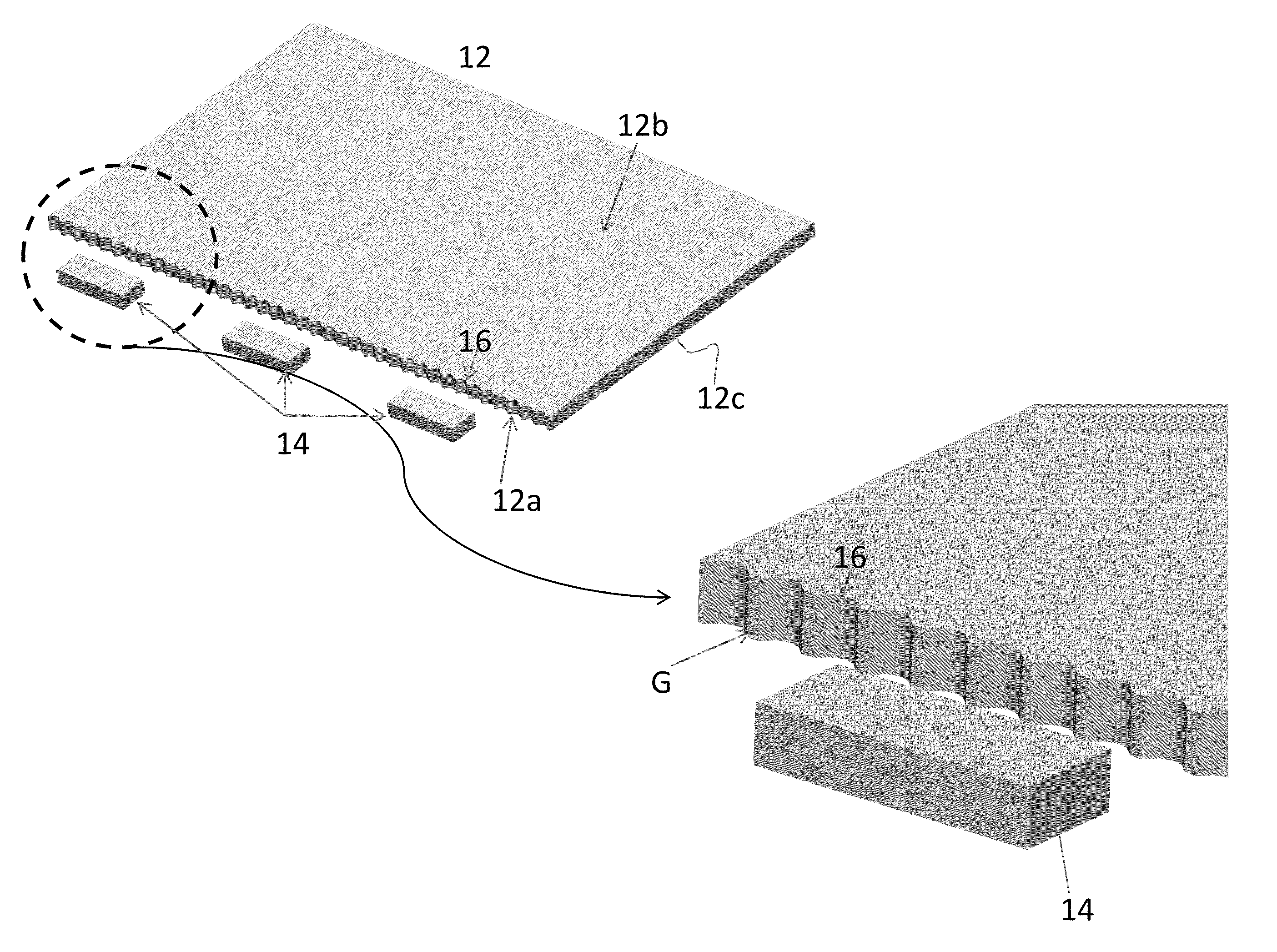 Asymmetric serrated edge light guide film having circular base segments