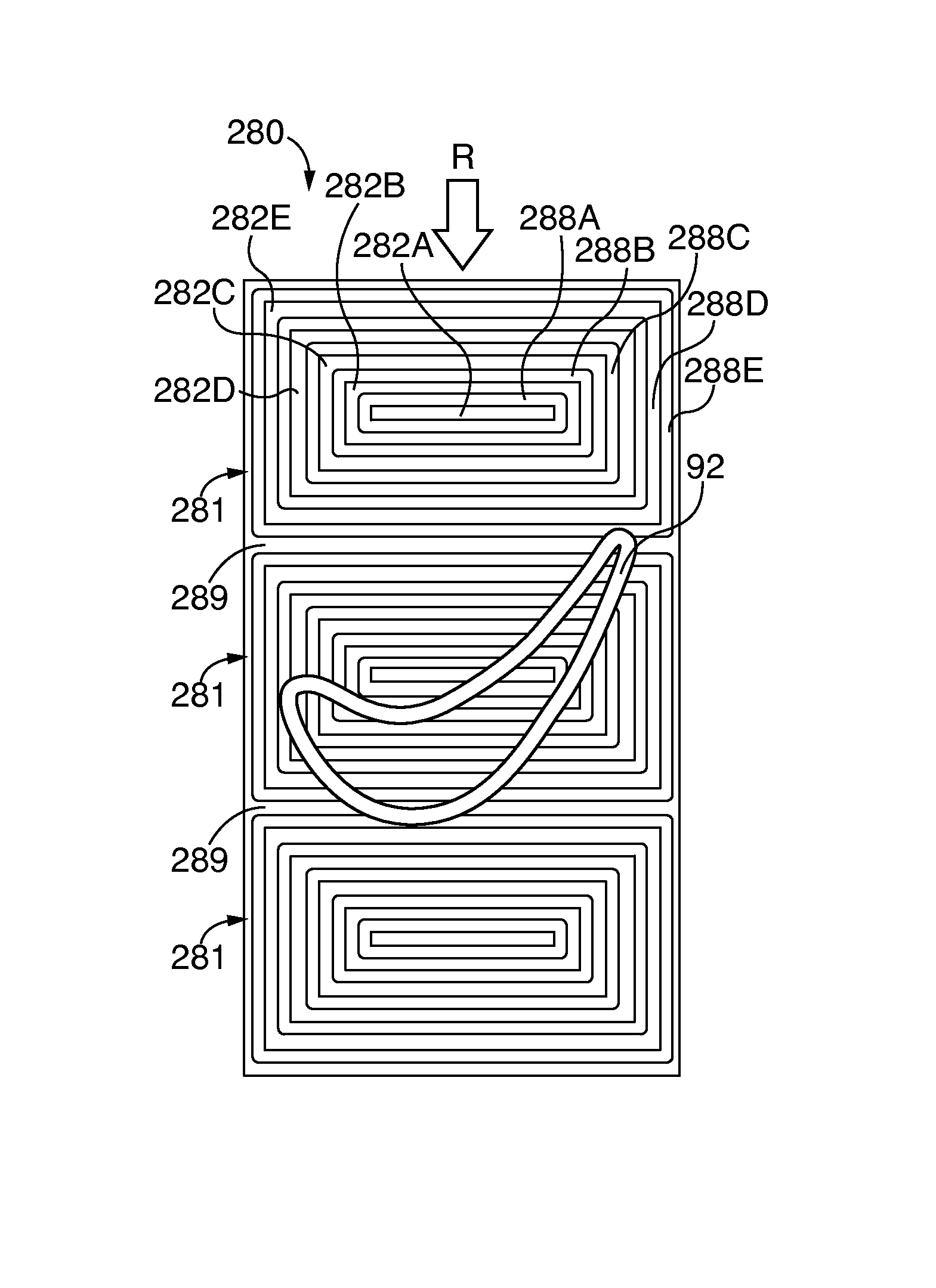 Turbine abradable layer with nested loop groove pattern