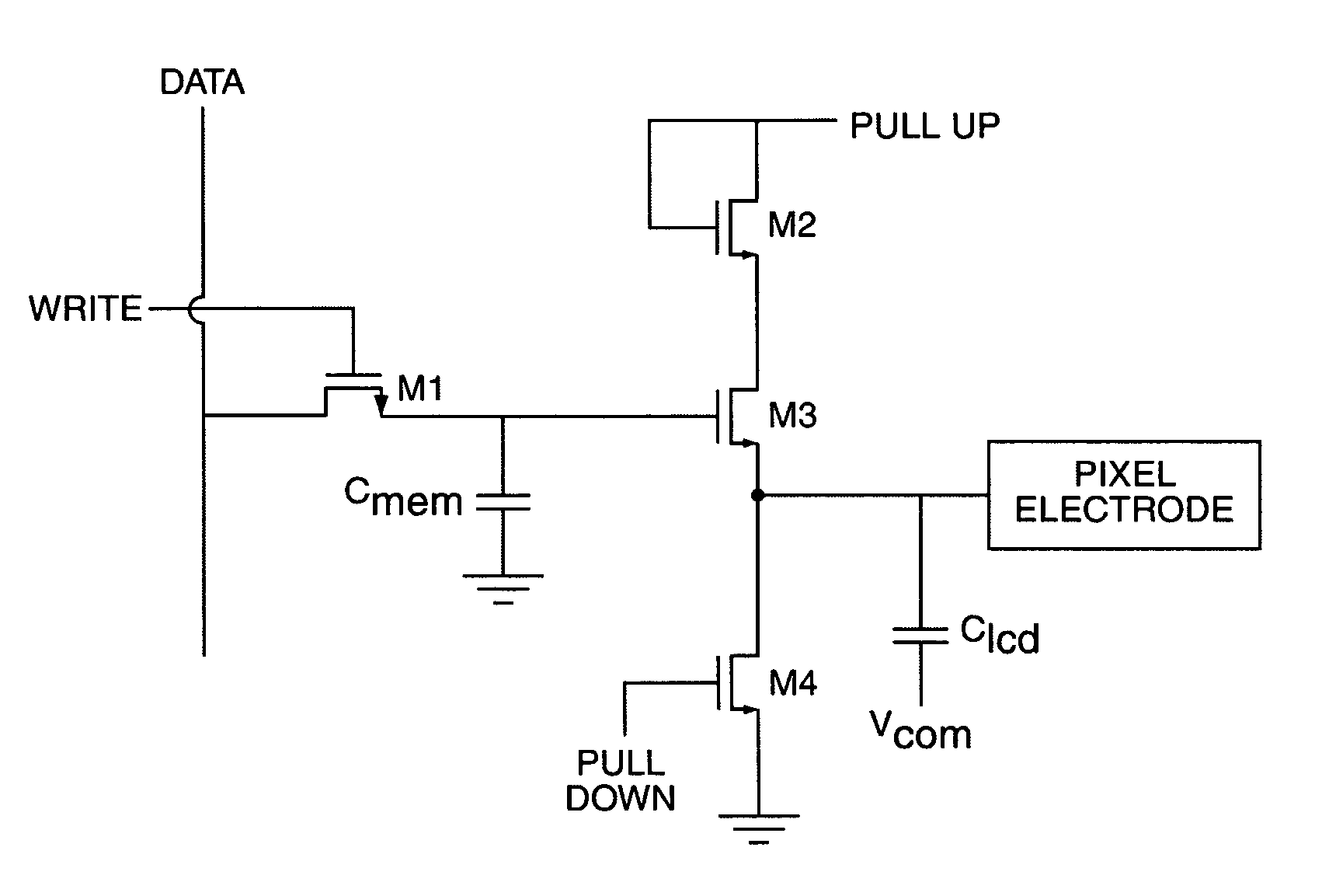 Frame buffer pixel circuit for liquid crystal display