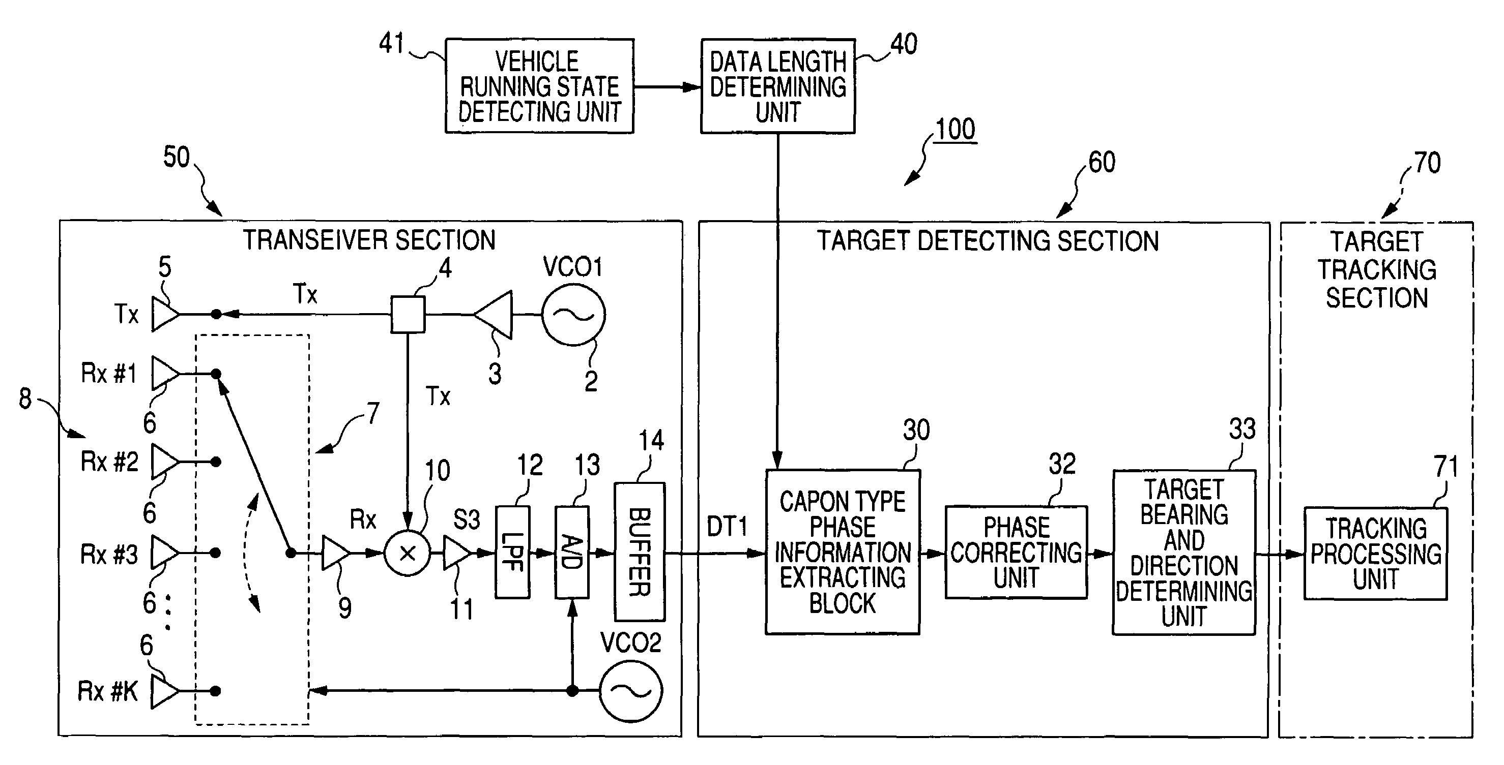 Target detecting apparatus using electronically agile radar