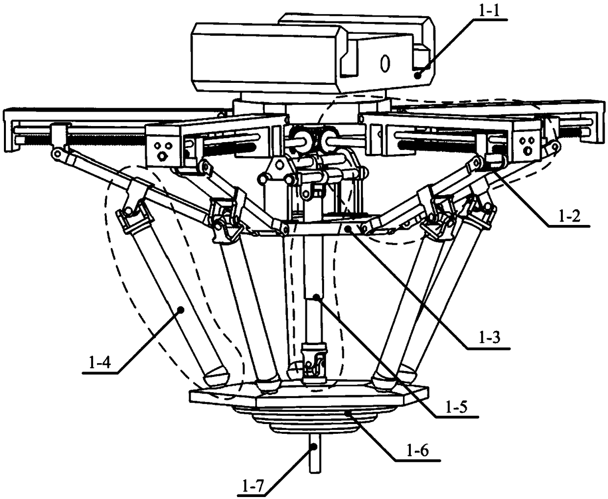 Novel five-degree-of-freedom hybrid mechanism with reconfigurable adjustment device