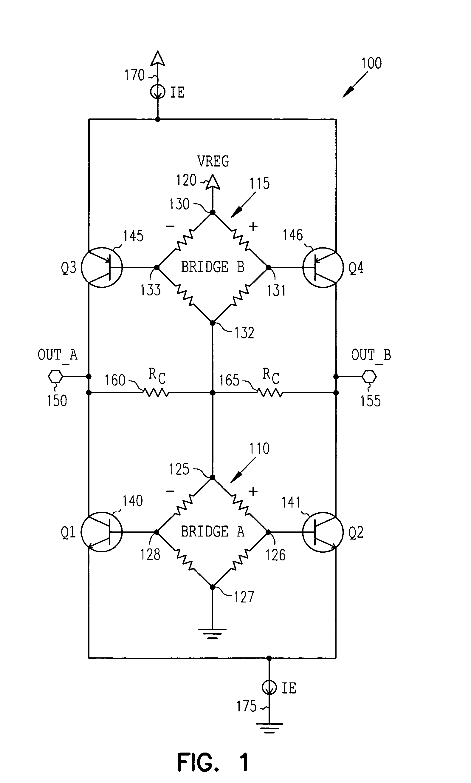 Series bridge circuit with amplifiers