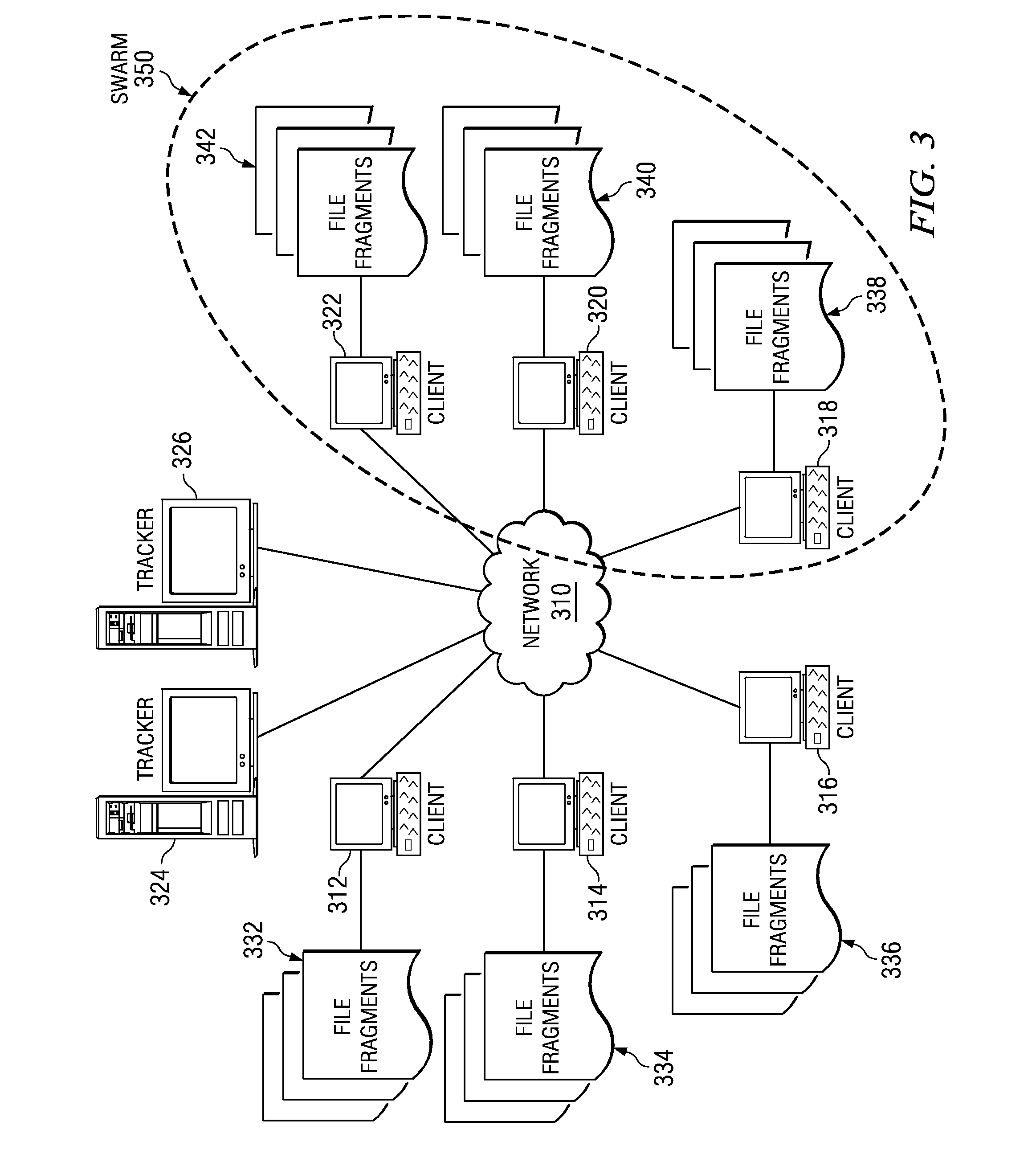 Mapping file fragments to file information and tagging in a segmented file sharing system