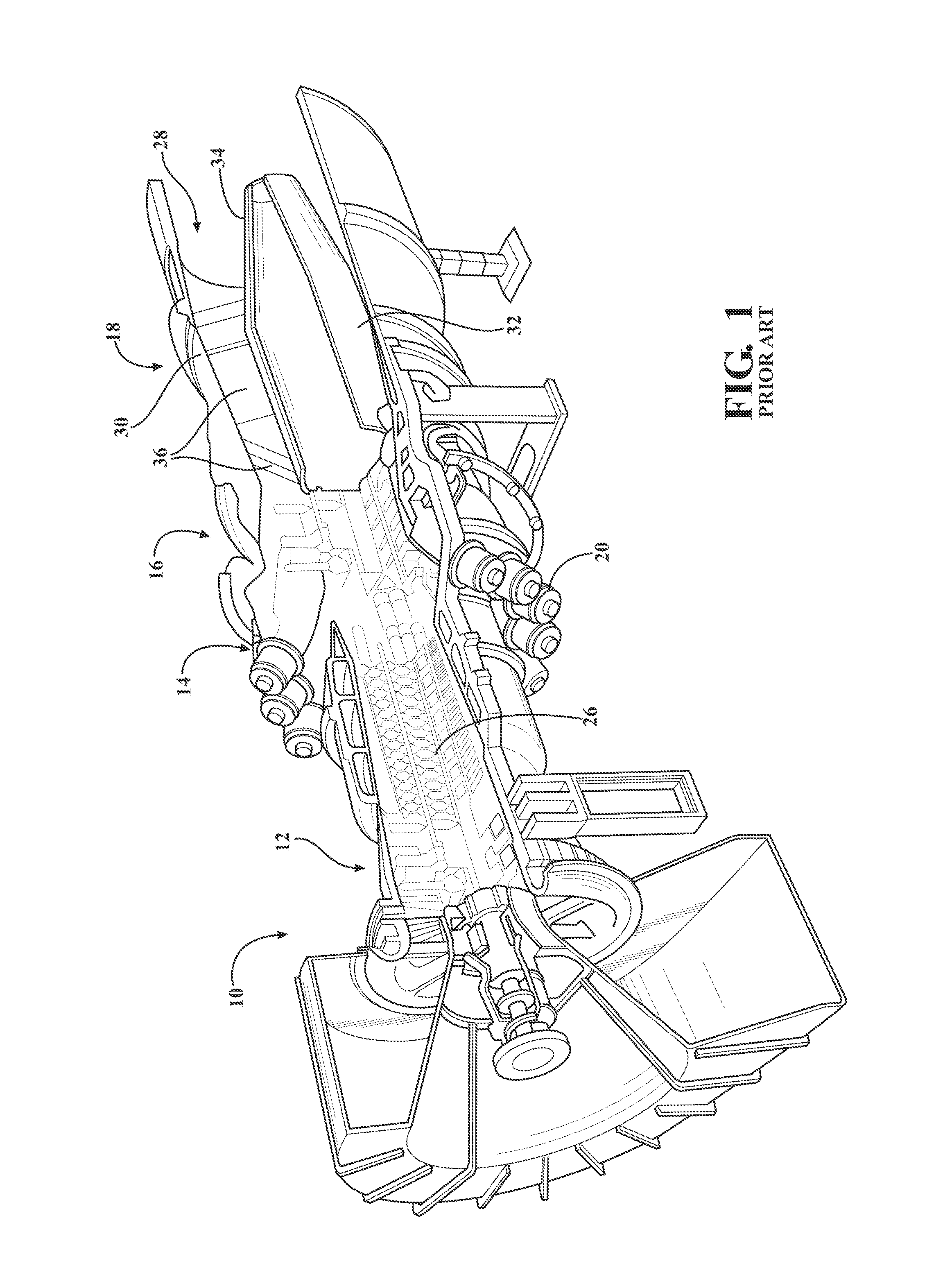 Diffuser with strut-induced vortex mixing