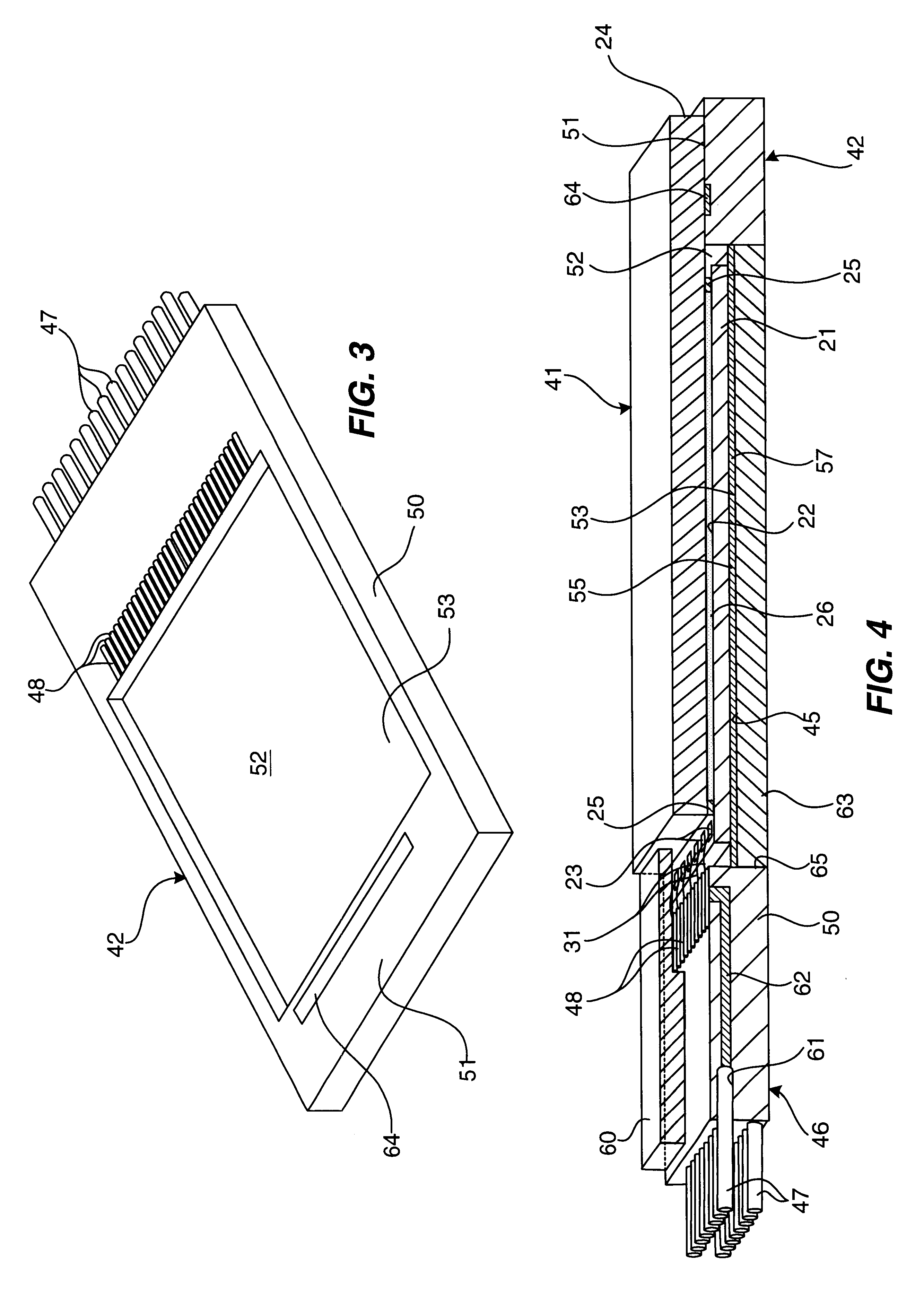 Stress-free socketed optical display package with die non-rigidly attached to containment structure